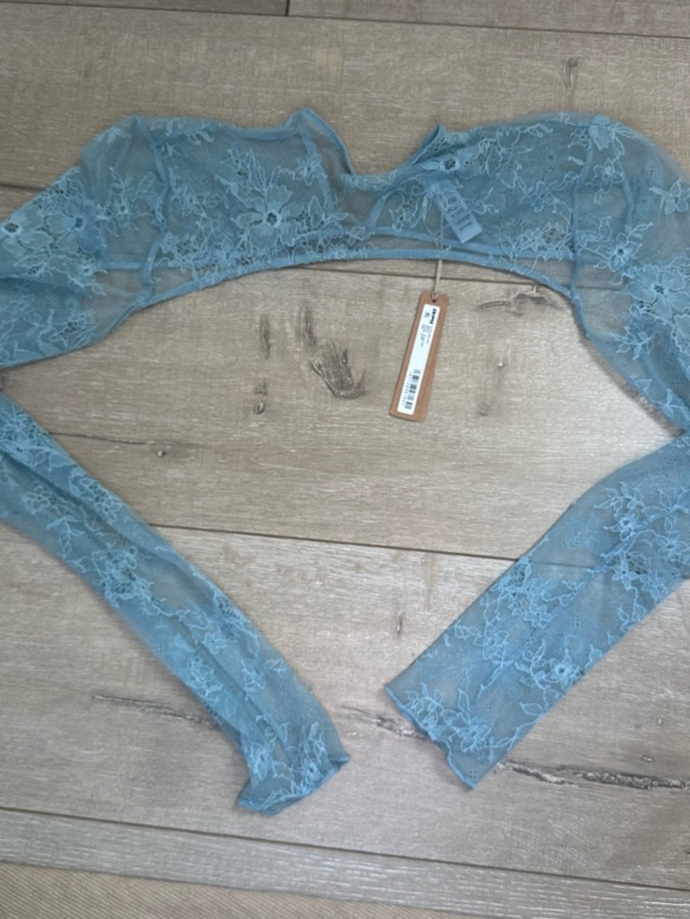 NWT SKIMS Ultra Fine Lace Shrug in Denim